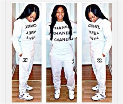 pajamas chanel|Chanel sweatpants black and white.